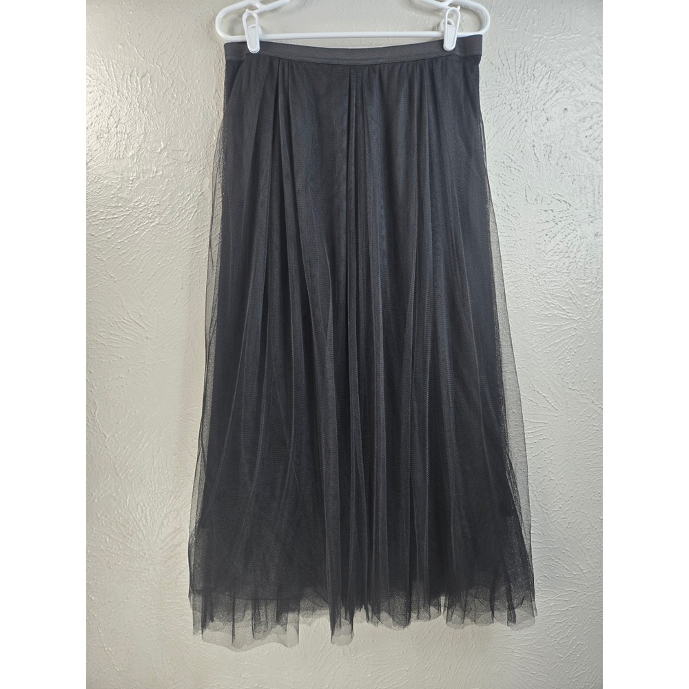 Peruvian Connection Tulle Mesh Midi Skirt Black Long Tiered Romantic Whimsygoth